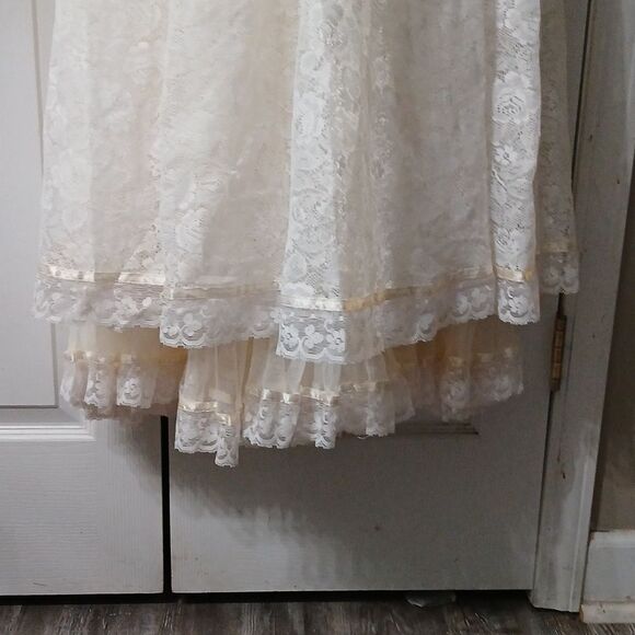 Gunne Sax 70's Romantic Renaissance Bridal sweetheart neckline Cream Sz 7 - Picture 2 of 12